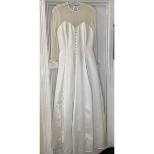 Vintage Jessica McClintock Wedding Bridal Gown Dress Y2K 90's Mesh Sleeves Size